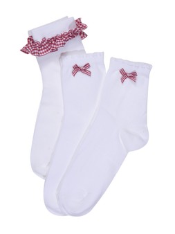 Matalan Girls 3 Pack Red Gingham School Socks &pound;3