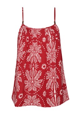 Red Crepe Sun Patterened Bead Cami Strap Top £21.99
