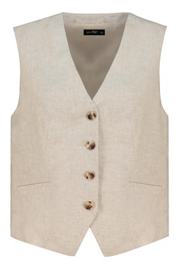 Beige Flax Linen Co Ord Waistcoat