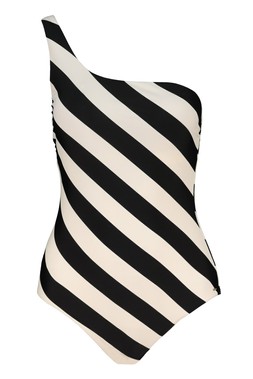 Stripe One Shoulder Swimsuit
