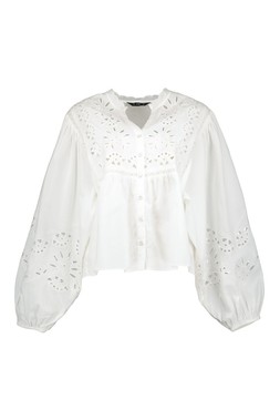 White Broderie Long Sleeve Blouse