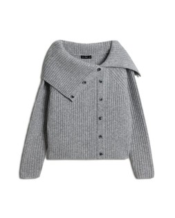 Grey Rib Button Bardot