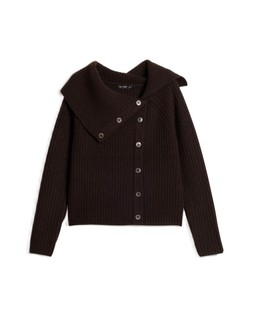 Chocolate Ribbed Bardot Jumper