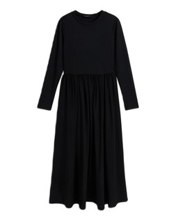 Black Mixed Midi Dress