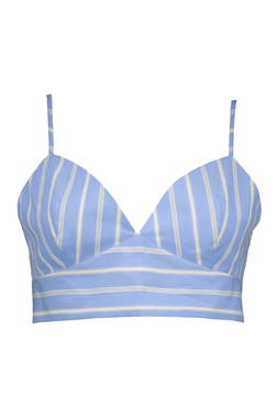 Blue Poplin Stripe Co Ord Bralet