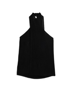 Black Crinkle Halter Top