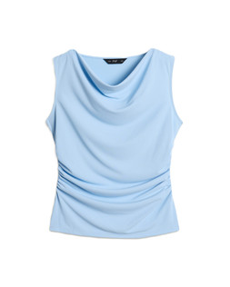 Blue Drapy Sleeveless Top