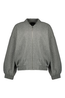 Grey Zip Front Bomber