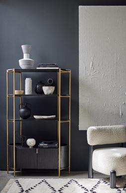 Dwell Cosma Black Ribbed Shelving Unit, available at DFS