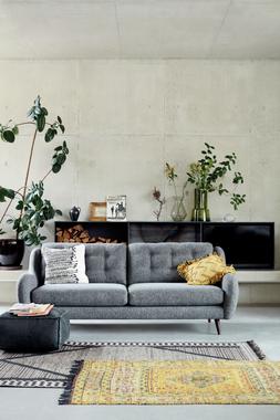 DFS French Connection Camden Four-Seater Sofa in steel, available exclusively at DFS