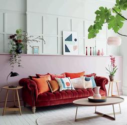 DFS Palace four seater velvet sofa in ruby