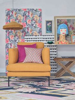 DFS So Simple Tom armchair in simply wool look in vintage mustard