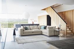 Grand Designs Tenby right-hand facing arm two-piece large corner group in natural chenille, available exclusively at DFS