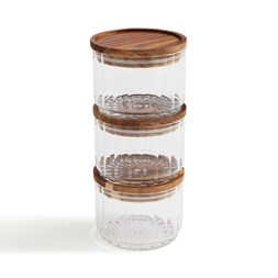 Acacia ribbed glass stacker £12