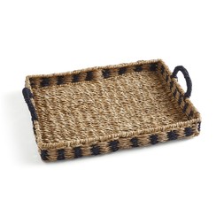 Blue and Natural Woven Seagrass Tray 30x40cm £8