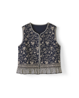 FLORAL FRONT TIE CROPPED WAISTCOAT £42