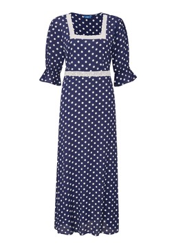 Lace Trim Maxi Dress Navy Spot £55