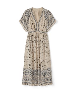 V NECK ABSTRACT A LINE DRESS.