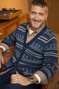 Will Mellor X Cotton Traders Fairisle Knit Button Through Cardigan Navy £42