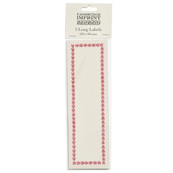 Five Long Self Adhesive Labels with Bright Pink Border