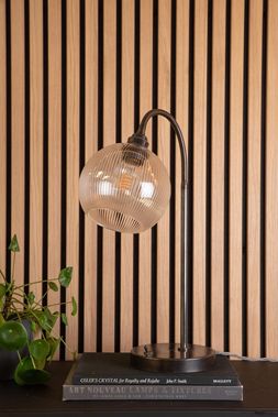 Adjustable table lamp with skinny ribbed Hereford shade