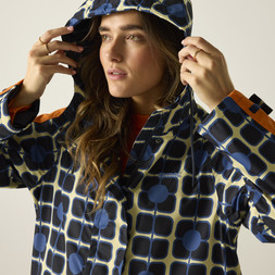 Orla Kiely Mid Length Waterproof Jacket | Giant Poppy Navy