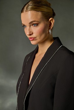 Roman Black Dusk Diamante Single Breasted Blazer