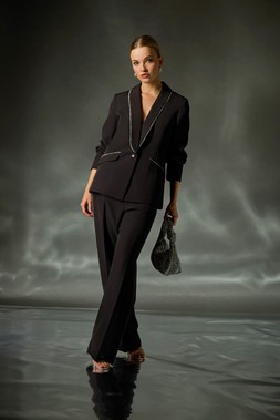 Roman Black Dusk Diamante Single Breasted Blazer