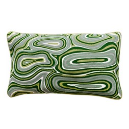 Retro Swirls Print Cotton Cushion, Green