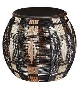 Drum Side Table Wooden Top