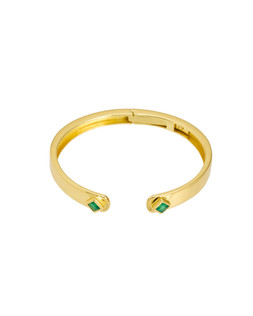 Kya Green Onyx Diamond Inlay Gold Plated Bangle