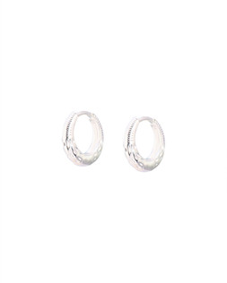 Delia Machine Textured Silver Clicker Hoop Earrings