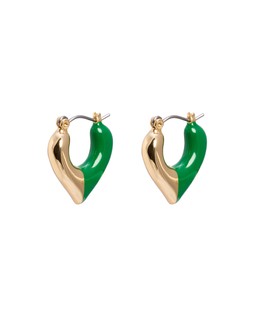 Tate Green & Gold Tone Heart Hoop Earrings