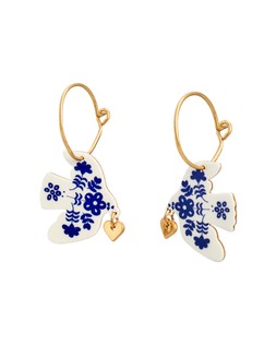 Della Dove Motif Drop Hoop Earrings