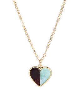 Abrielle Blue & Brown Resin Heart Pendant Necklace
