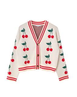 Cream Cherry V-Neck Knitted Cardigan £70 €91