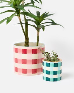 Blue Gingham Ceramic Plant Pot £12.50