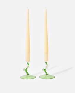 Flower Glass Candlestick Holders Set of Two £19.50