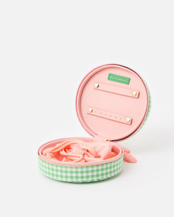 Gingham Green Round Jewellery Box £22.50