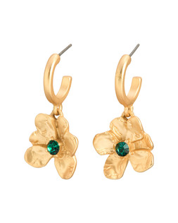 Mada Flower Green Stone Drop Hoop Earrings £14.50 €19