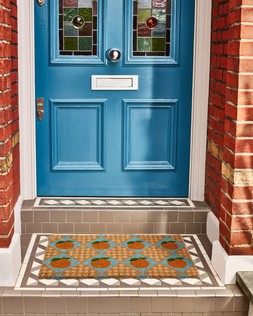 Orange Chequerboard Rectangular Doormat £25