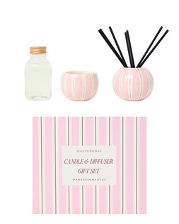 Pink Stripe Mandarin & Lotus Scented Candle & Diffuser Gift Set £29.50 €38.50