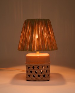 Savina Pink Ceramic Raffia Desk & Table Lamp £98