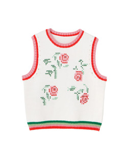 White Floral Cross Stitch Knitted Tank Top £60 €78