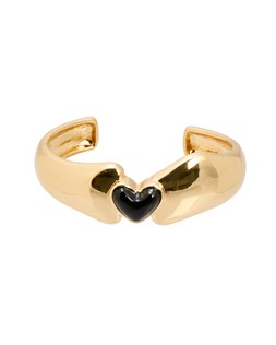 Blair Gold Tone Black Enamel Heart Chunky Cuff Bangle £24