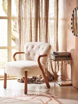 Rizado White Faux Sheepskin Boucle Armchair