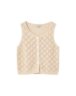 Oliver Bonas Cream Diamond Stitch Knitted Vest £55
