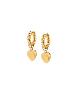 Oliver Bonas Louisa Etched Heart Charm Stainless Steel Chunky Hoops £29.50