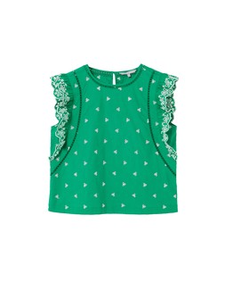 Oliver Bonas Neon Embroidered Frill Top £55