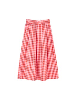 Oliver Bonas Red Pink Gingham Tie Waist Midi Skirt £65
